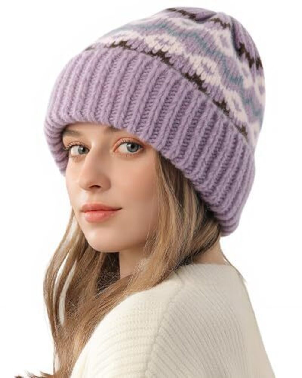 1521 Winter Beanie Hat Warm Knitted Thick Baggy Slouchy Beanie Soft Cuffed